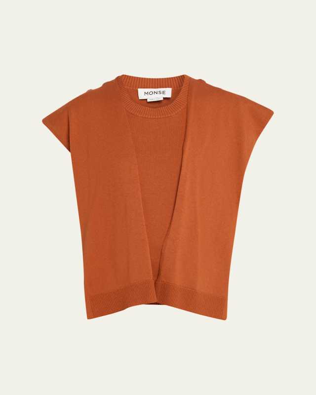 Sleeveless Knit Tie-Neck Layered Top